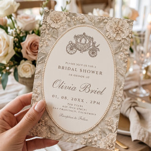 Fairytale Princess Carriage Lace Bridal Shower Invitation