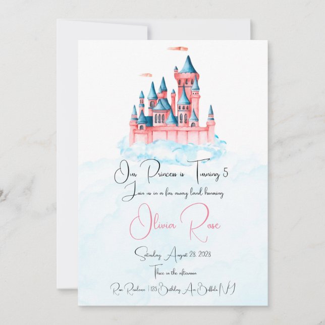 Fairytale Princess Castle Birthday Party Invitation (Front)