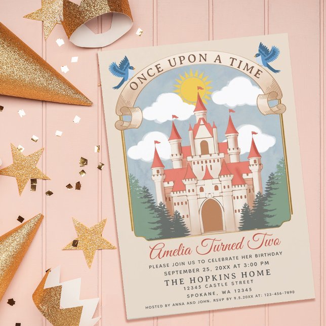 Fairytale Princess Castle Girls Birthday  Invitation (Cover Page background provided by Freepik)