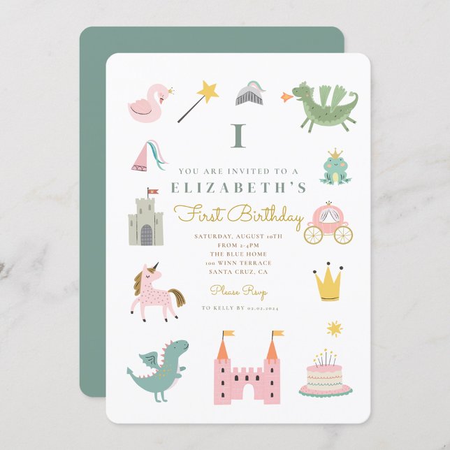 Fairytale Princess Dragon Birthday Invitation (Creator Uploaded)