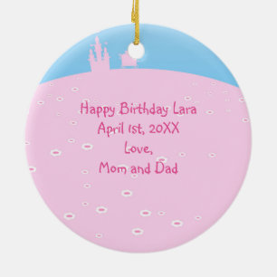 Fairytale Princess in Pink Birthaday Party Ceramic Tree Decoration