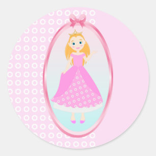 Fairytale Princess in Pink  Birthaday Party Classic Round Sticker