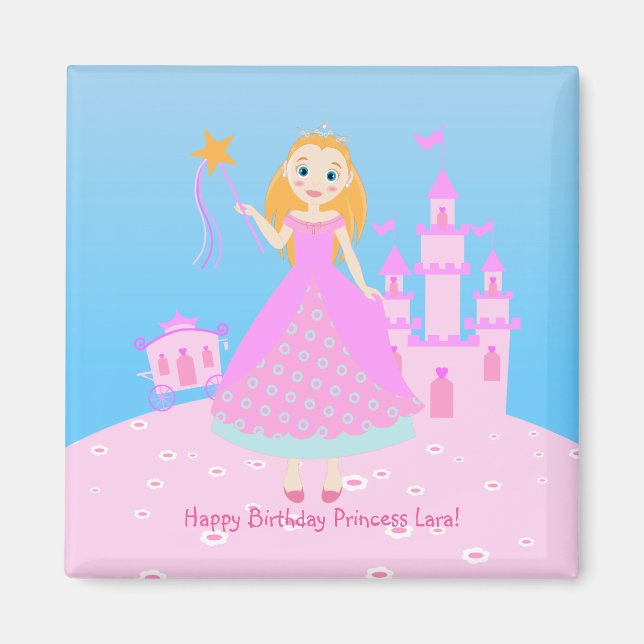 Fairytale Princess in Pink  Birthaday Party Magnet (Front)