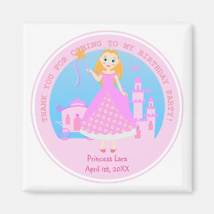 Fairytale Princess in Pink Birthaday Party Magnet