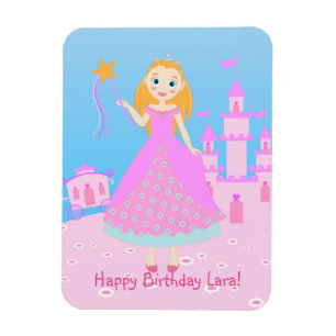 Fairytale Princess in Pink  Birthaday Party Magnet