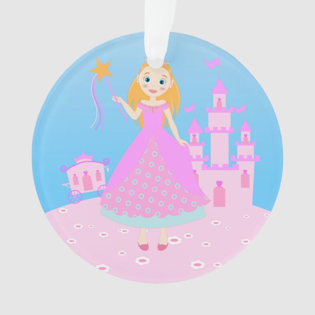 Fairytale Princess in Pink  Birthaday Party Ornament (Front)