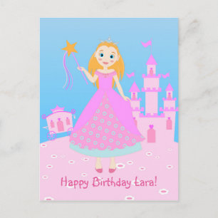 Fairytale Princess in Pink Birthaday Party Postcard