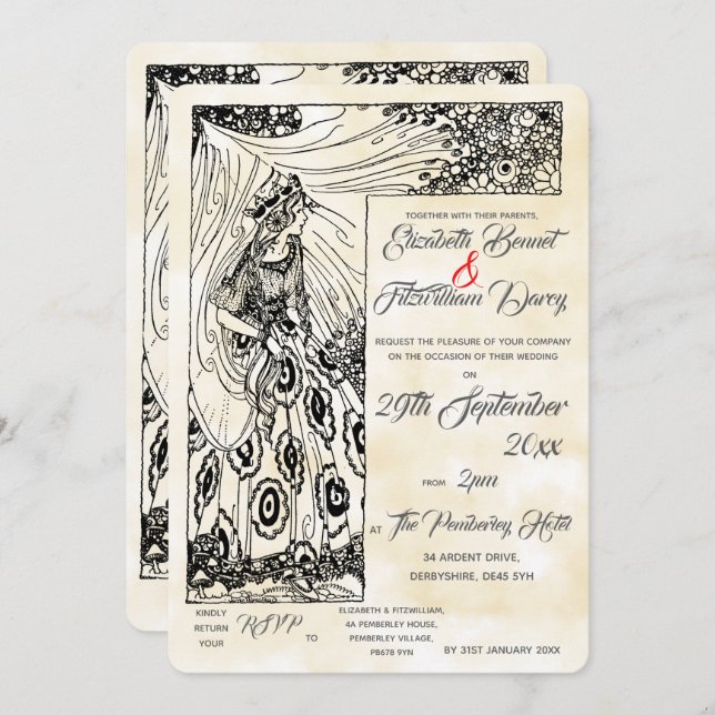 Fairytale Princess Wedding Invitation (Front/Back)