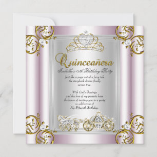 Fairytale Quinceanera 15th Birthday Soft Pink Invitation