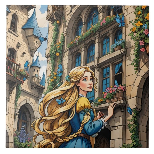 Fairytale - Rapunzel. Beautiful golden hair Tile (Front)