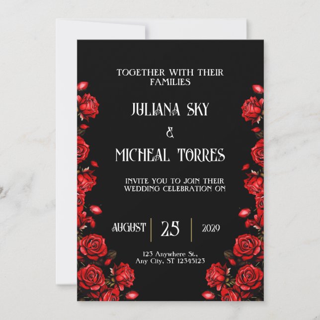 Fairytale Red Roses Wedding  Invitation (Front)