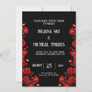 Fairytale Red Roses Wedding Invitation