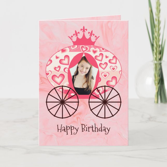 Fairytale Royal Princess Carriage Girl Birthday  Card (Front)