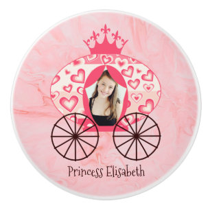 Fairytale Royal Princess Carriage Girl Birthday  Ceramic Knob