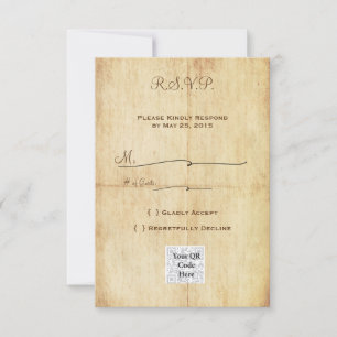 Fairytale RSVP Portriat WIth QR code - Brown Text Invitation