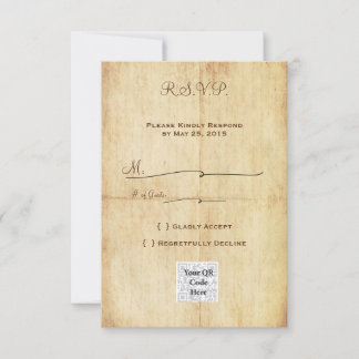 Fairytale RSVP Portriat WIth QR code - Brown Text Invitation