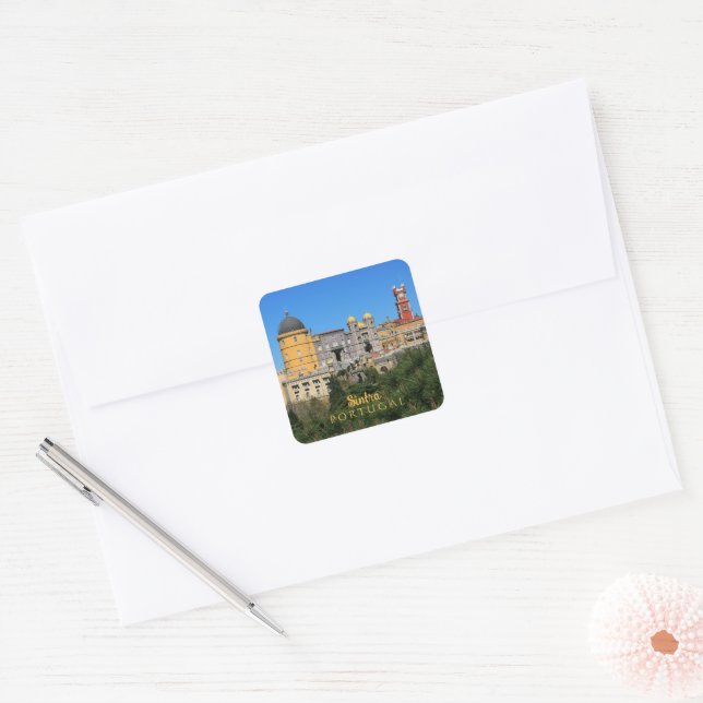 Fairytale Sintra Palace photo, in Portugal Square Sticker (Envelope)