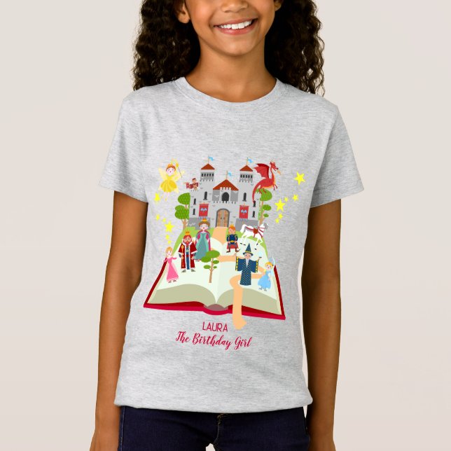 Fairytale Stories Girl Birthday Party T-Shirt (Front)