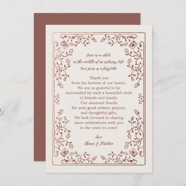 Fairytale Thank You Stationery - Wedding Note Card (Front/Back)