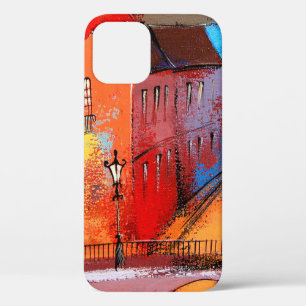 Fairytale town in orange colour. Photo of acrylic  iPhone 12 Case