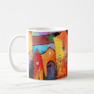 Fairytale town in orange colour. Photo of acrylic Coffee Mug