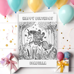 Fairytale Unicorn Colouring Birthday Card
