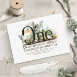 Fairytale Unicorn Dragon and Castle 1st Birthday Invitation<br><div class="desc">Fairytale birthday party invitations with enchanted story watercolor elements: dragon,  castle,  white unicorn,  lantern,  moon and stars,  magic forest... </div>