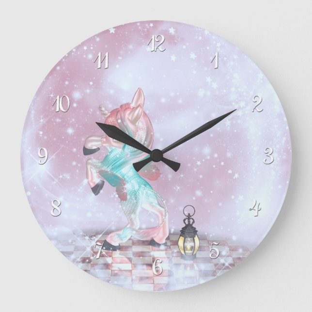 Fairytale Unicorn Large Clock (Front)