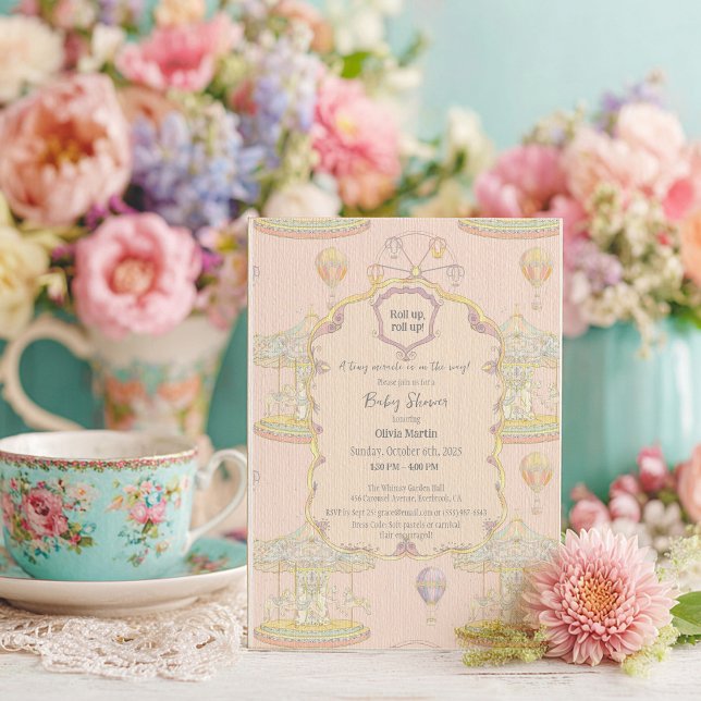 Fairytale Vintage Amusement Park Baby Shower Invitation (Creator Uploaded)