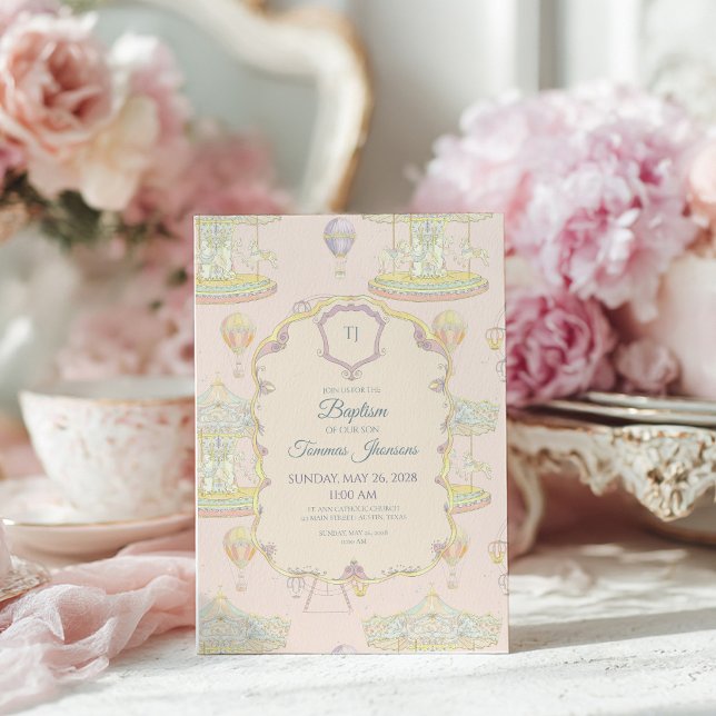 Fairytale Vintage Amusement Park Baptism Invitation (Creator Uploaded)