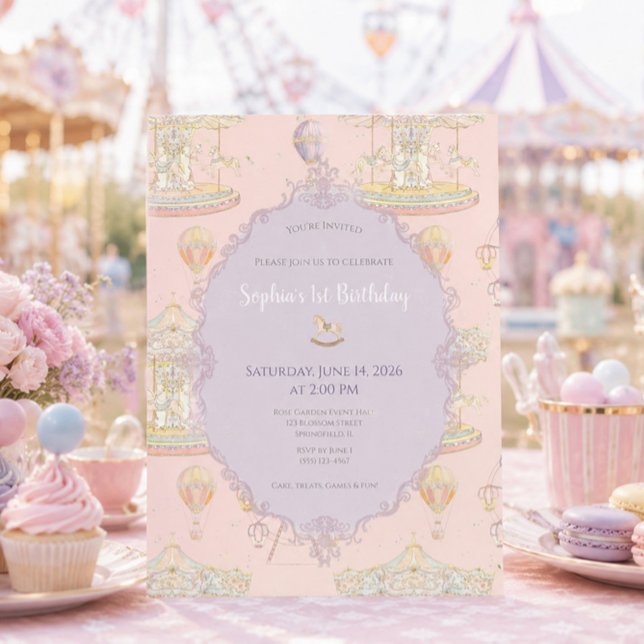 Fairytale Vintage Amusement Park Birthday Invitation (Creator Uploaded)