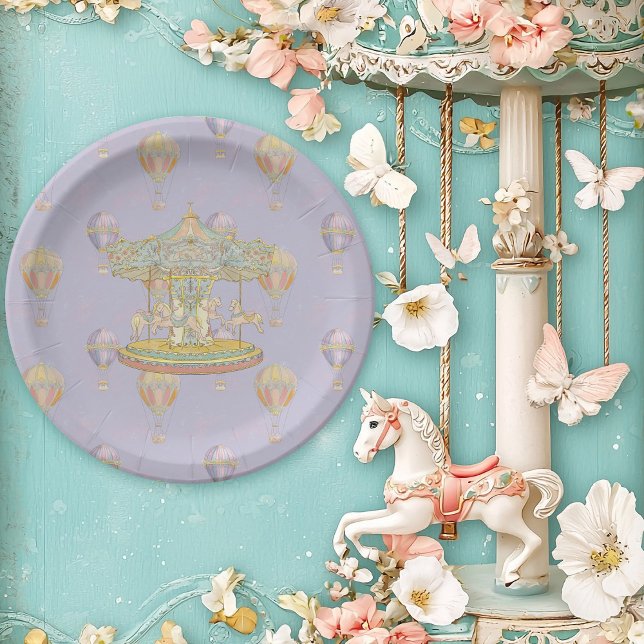 Fairytale Vintage Amusement Park Paper Plate (Creator Uploaded)