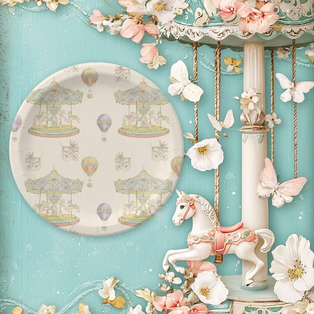 Fairytale Vintage Amusement Park Paper Plate (Creator Uploaded)