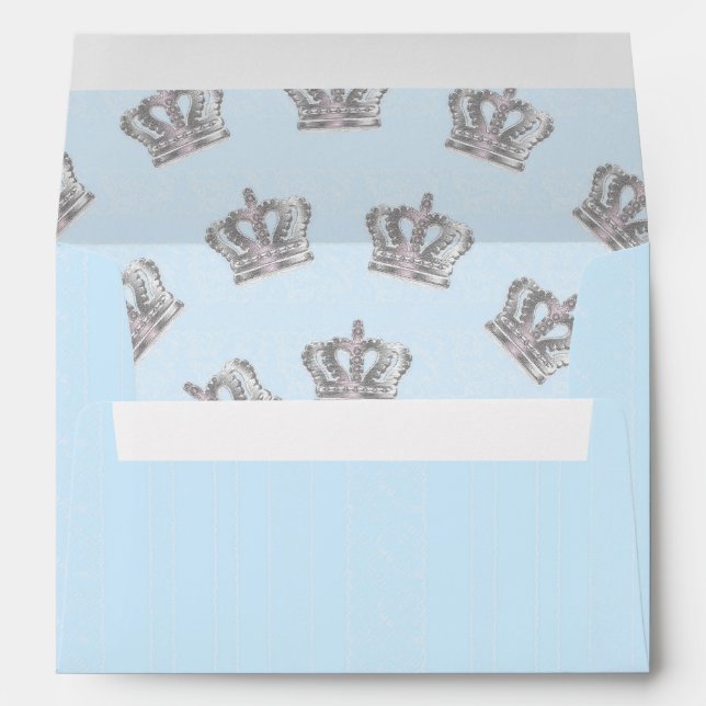 Fairytale Vintage Crown Blue Invitation Envelope (Back (Bottom))