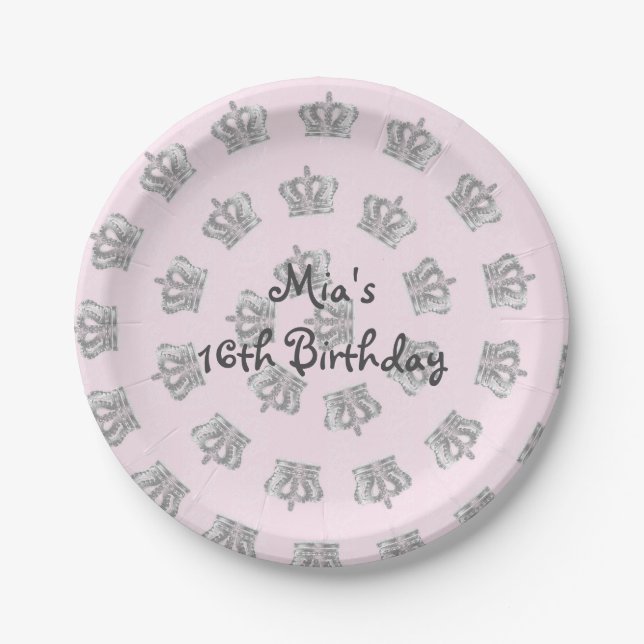 Fairytale Vintage Pink Princess Royal Crown Plates (Front)