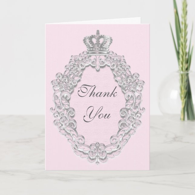 Fairytale Vintage Princess Thank You Fold Card (Front)