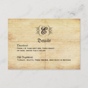 Fairytale Vintage Wedding Details Card