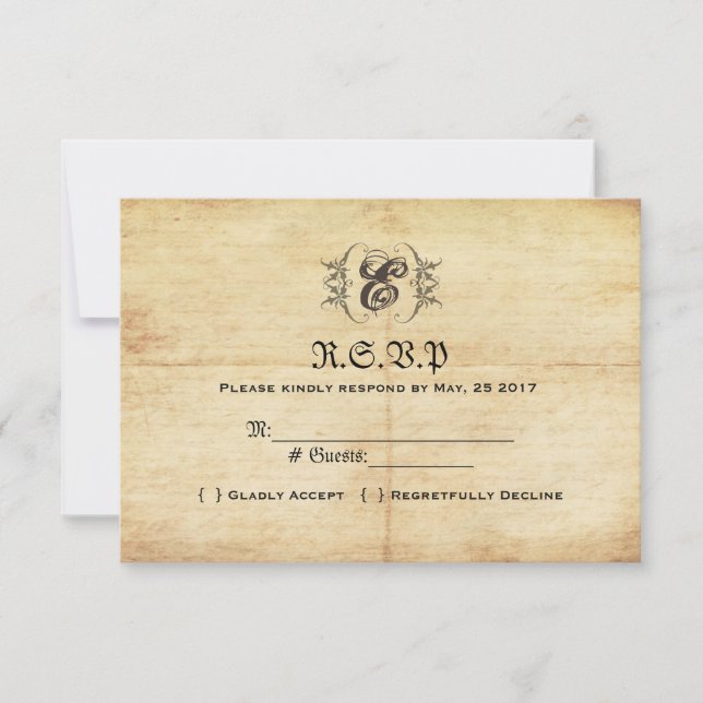 Fairytale Vintage Wedding RSVP Card (Front)
