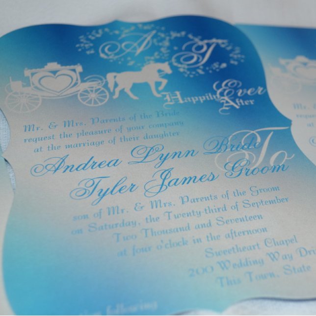 Fairytale Wedding Carriage Peacock Blue Invitation (Creator Uploaded)