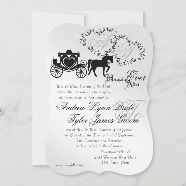Fairytale Wedding Carriage Silver Invitation (Front)