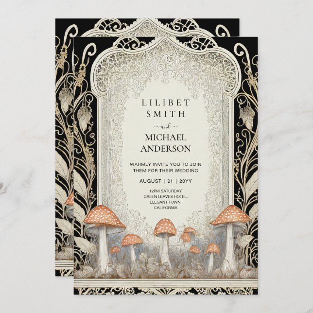 Fairytale Wedding Fairycore Mushrooms Forest  Invitation (Front/Back)