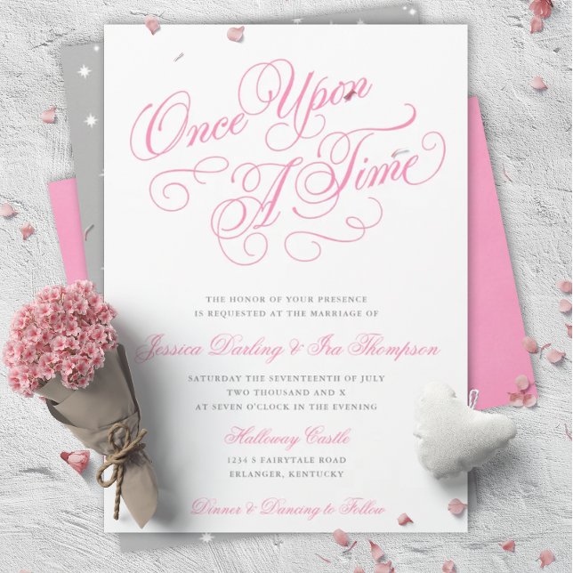 Fairytale Wedding Invitations in Pink & Grey (Creator Uploaded)