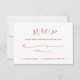 Fairytale Wedding RSVP - Red Text Card
