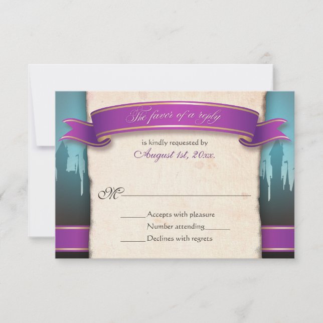 Fairytale Wedding RSVP Reply Cards (Front)