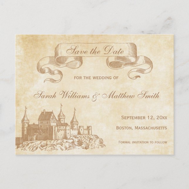 Fairytale Wedding Save the Date Postcard (Front)