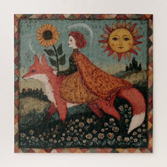 Fairytale Woman and Fox Jigsaw Puzzle (Vertical)