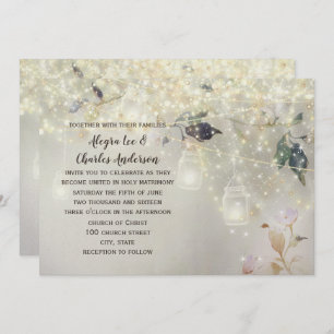 Fairytale Woodsy Farmhouse Mason Jar Wedding Invitation