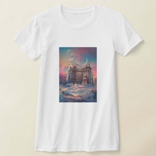 Fairytale World, Winter Castle, Snow Castle, Gift  T-Shirt (Laydown)