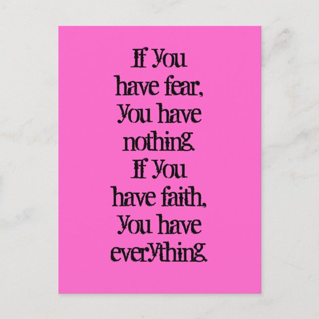 Faith and fear positive thinking law of attraction postcard (Front)