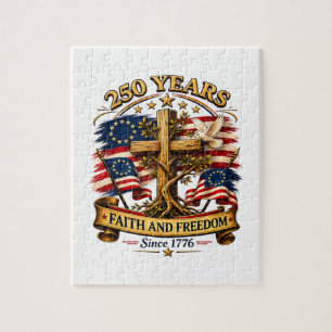 Faith and Freedom 250 Years Patriotic Cross Jigsaw Puzzle